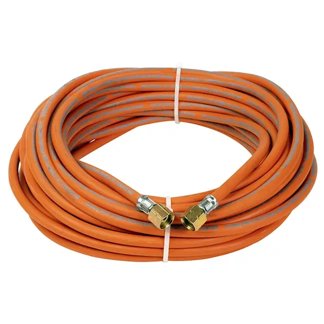 Ambachtelijk Express 963/20S Gasslang rubber lengte 20 m dia 6,3 met 2 x koppeling 3/8 links vrouwelijk